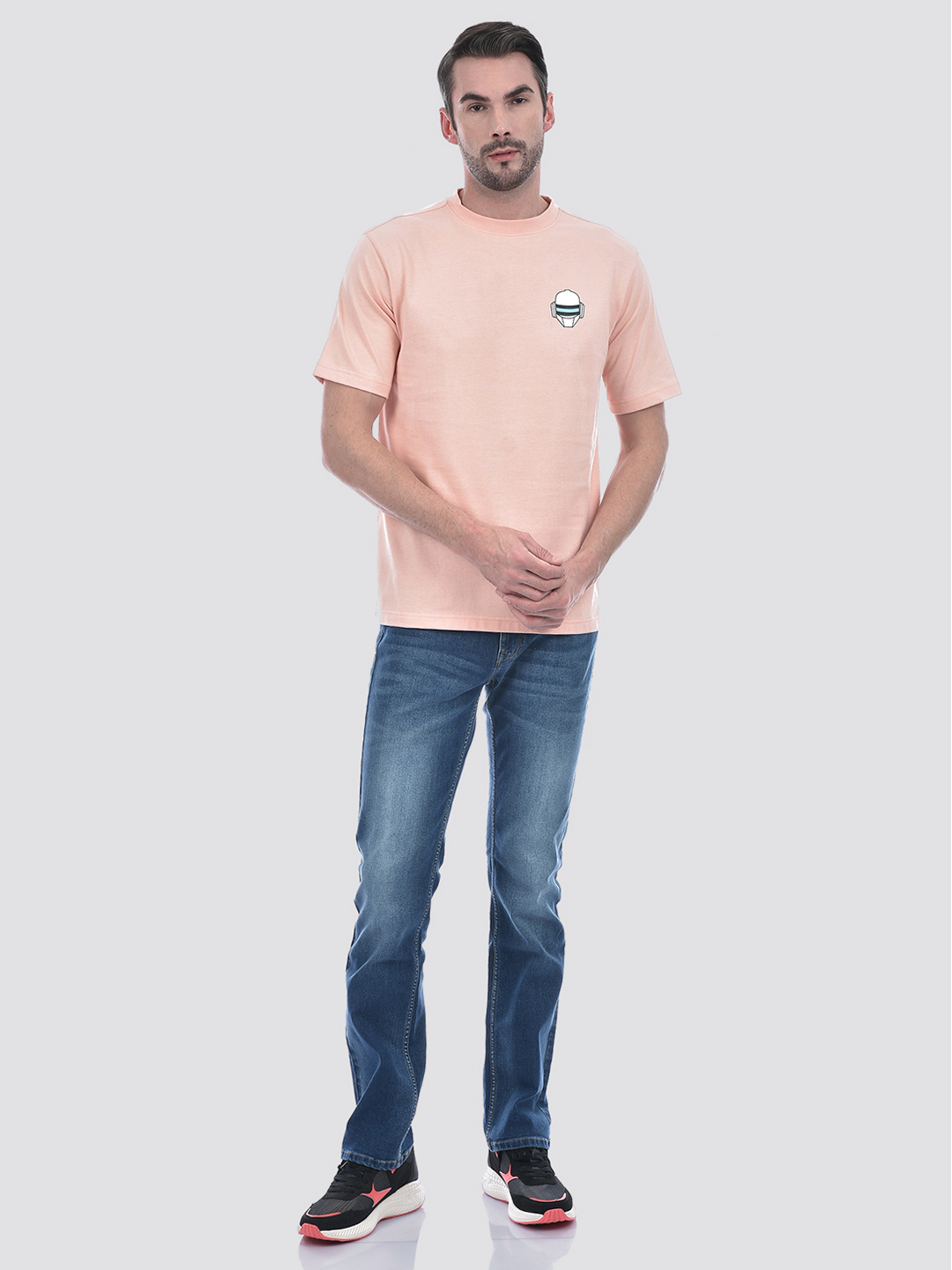 Numero Uno Men's Half Sleeve Oversized Pink Round Neck T-Shirt